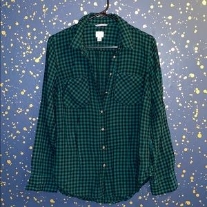 Gingham green and black flannel